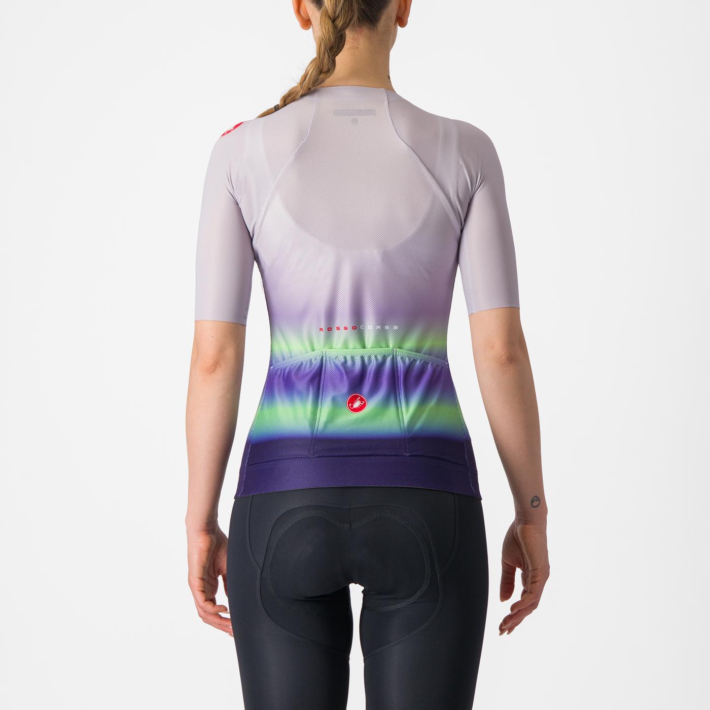 Damska koszulka z krótkim rękawem CASTELLI CLIMBER'S 4.0 W fioletowa/zielona