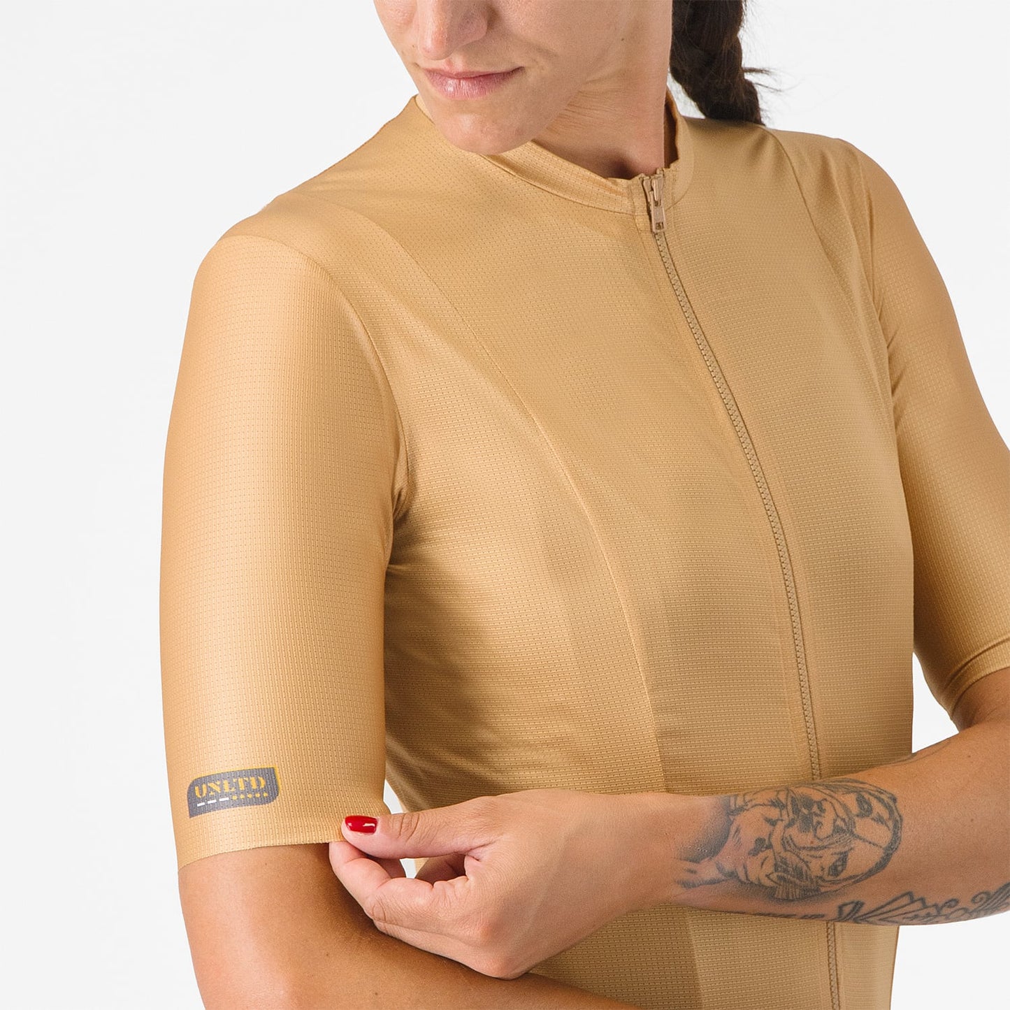 CASTELLI UNLIMITED Bluza damska z krótkim rękawem brązowa