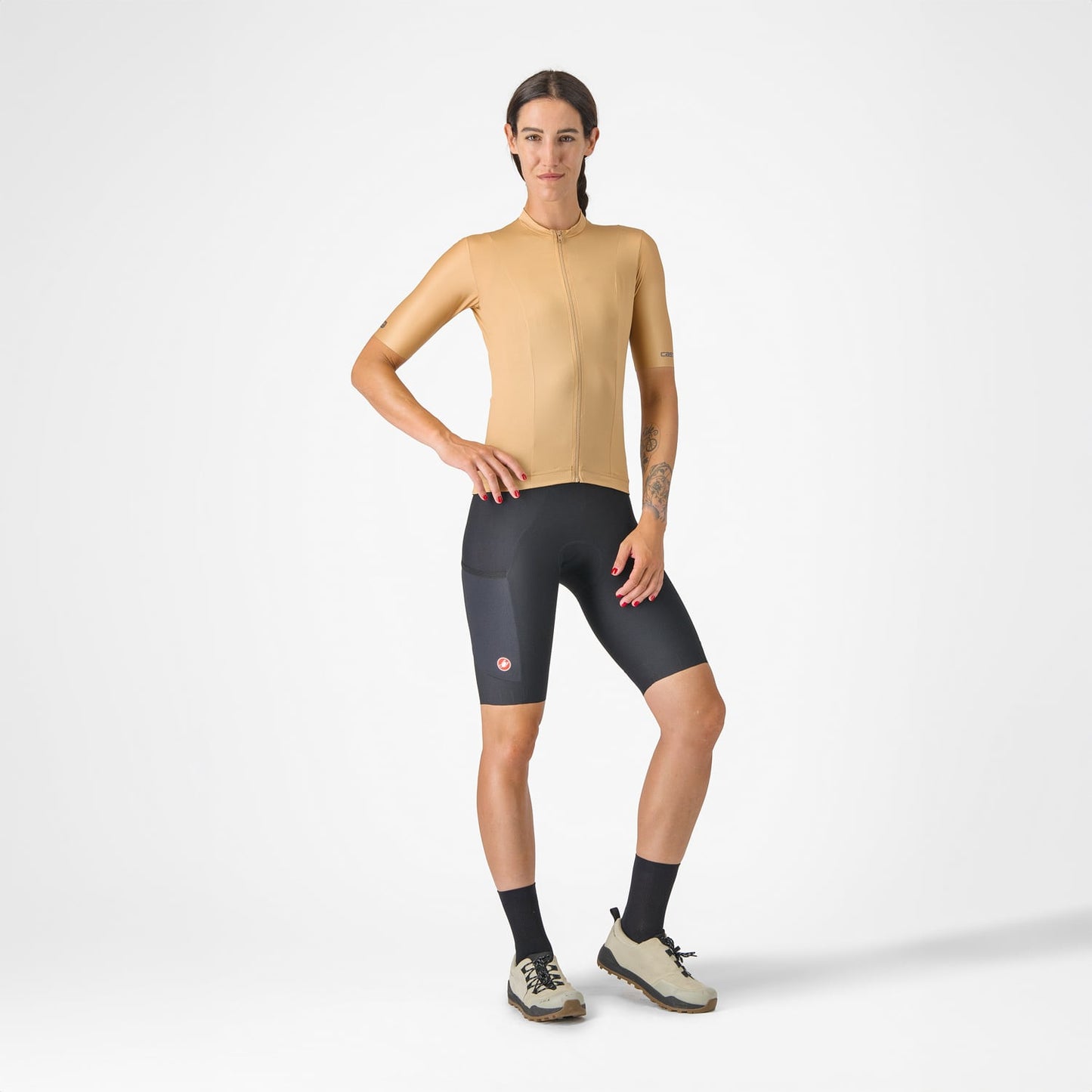 CASTELLI UNLIMITED Bluza damska z krótkim rękawem brązowa