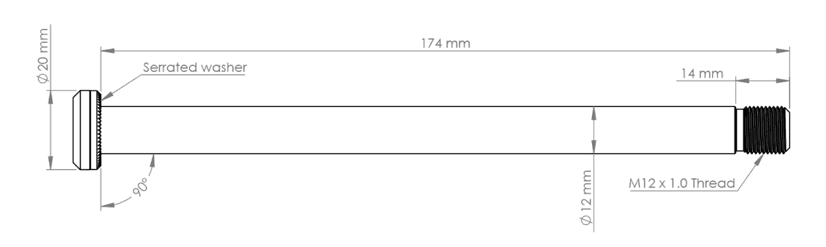 BURGTEC Rear Wheel Axle 174mm for Yeti Bronze Frame
