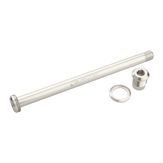 Oś tylnego koła BURGTEC 174 mm do ramy Yeti srebrna