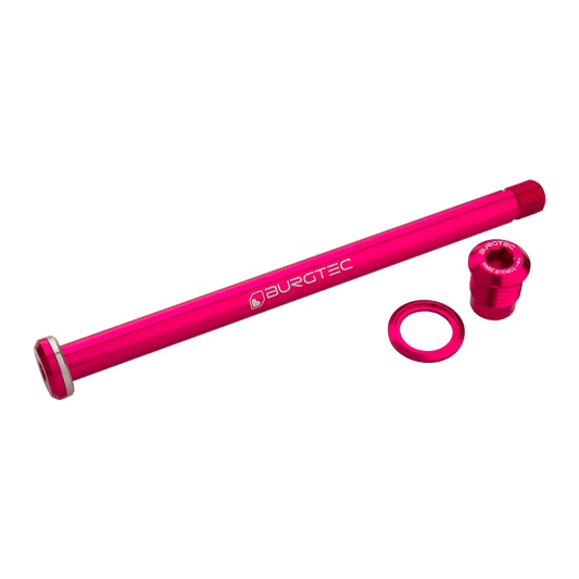 Oś tylnego koła BURGTEC 174 mm do ramy Yeti różowa