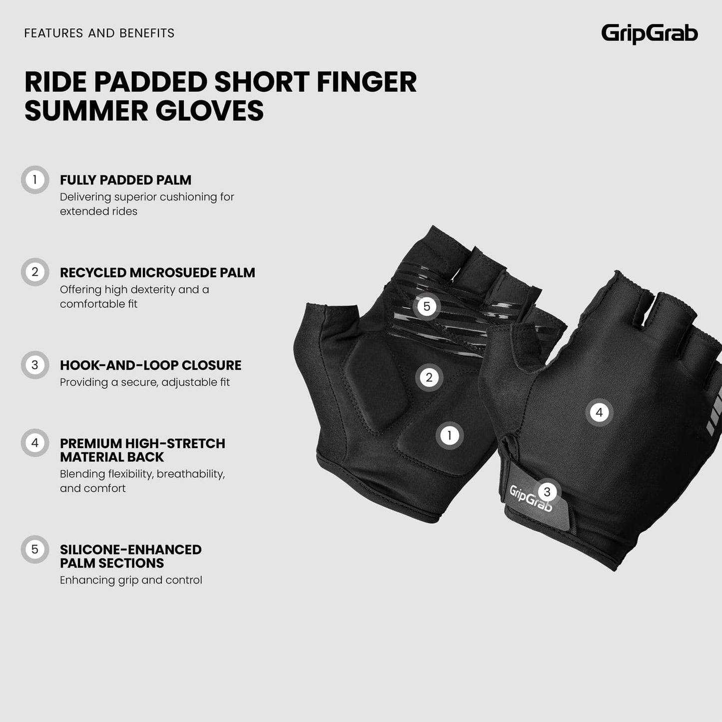 Krótkie rękawice GRIPGRAB RIDE RC MAX czarne