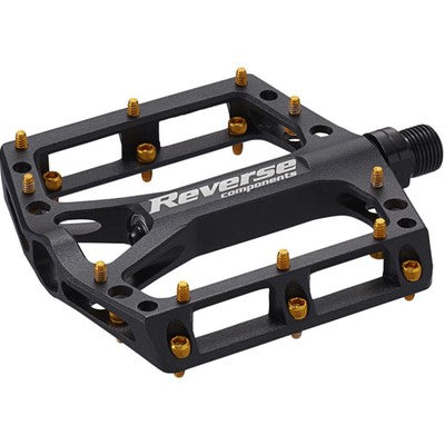 one flat pedals REVERSE COMPONENTS BLACK ONE flat pedals Black/Gold – Probikeshop