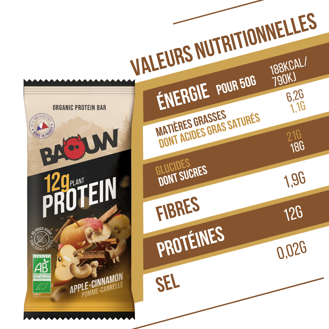BAOUW ORGANIC EXTRA Apple/Cinnamon Protein Bar (50g)