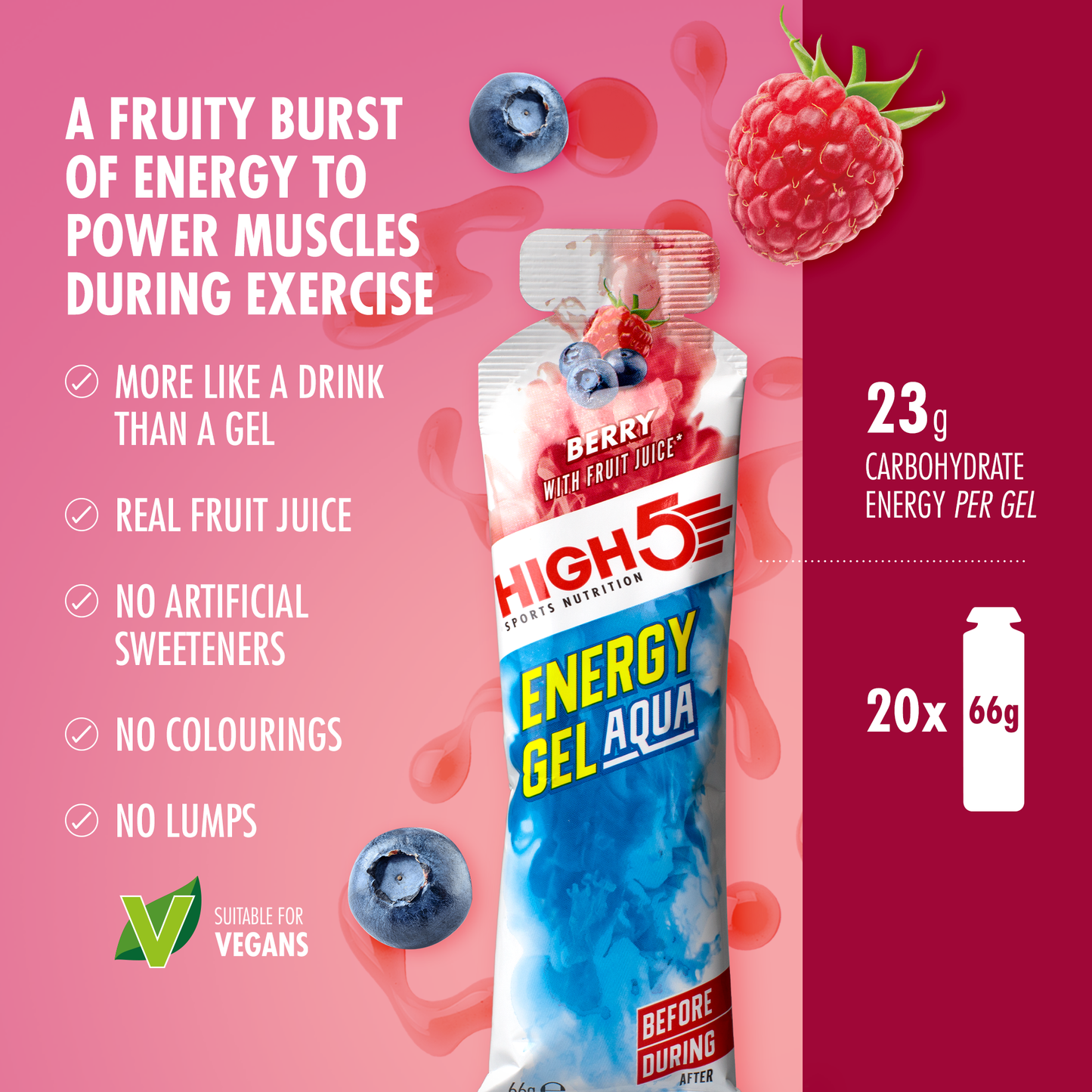 HIGH5 ENERGY GEL Aqua (66g) czerwone owoce