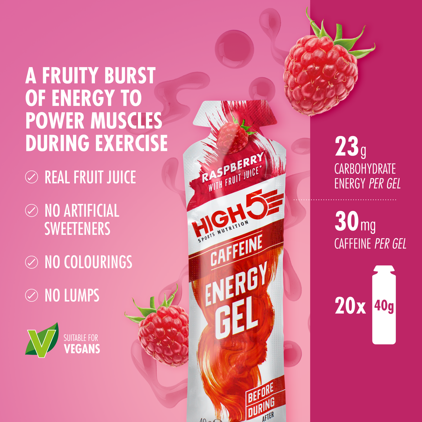 High5 ENERGY GEL Caffeine (40g) Raspberry