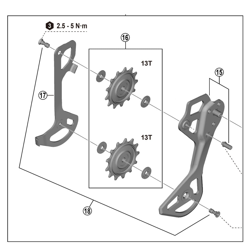 Koszyki przerzutki tylnej SHIMANO XTR RD-M9250 GS 12V