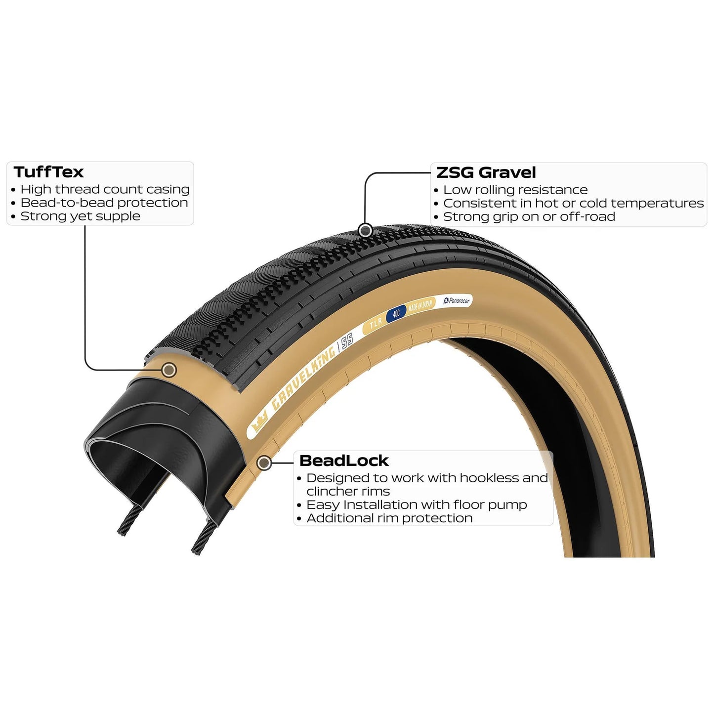 Opona PANARACER GRAVELKING SEMISLICK TLR 700x35c Tubeless Ready Beige