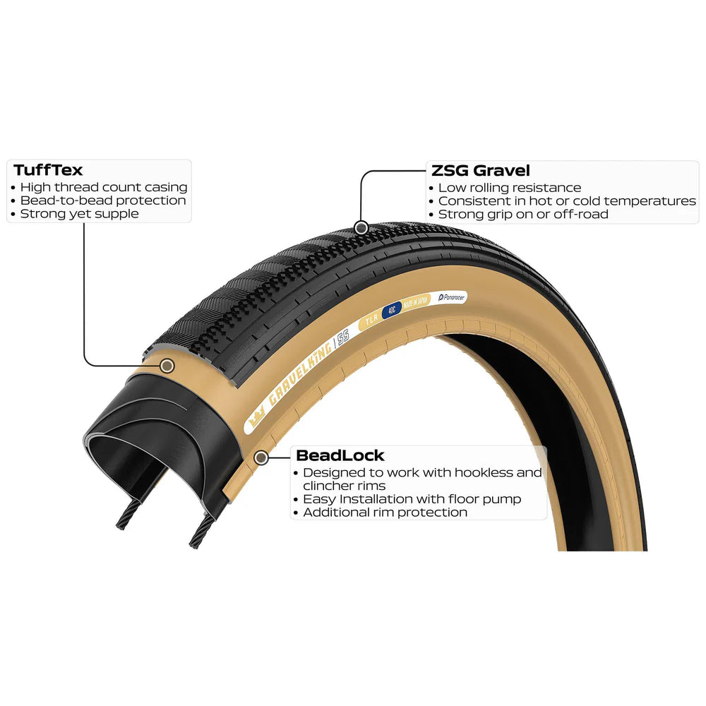 Opona PANARACER GRAVELKING SEMISLICK TLR 700x45c Tubeless Ready Beige