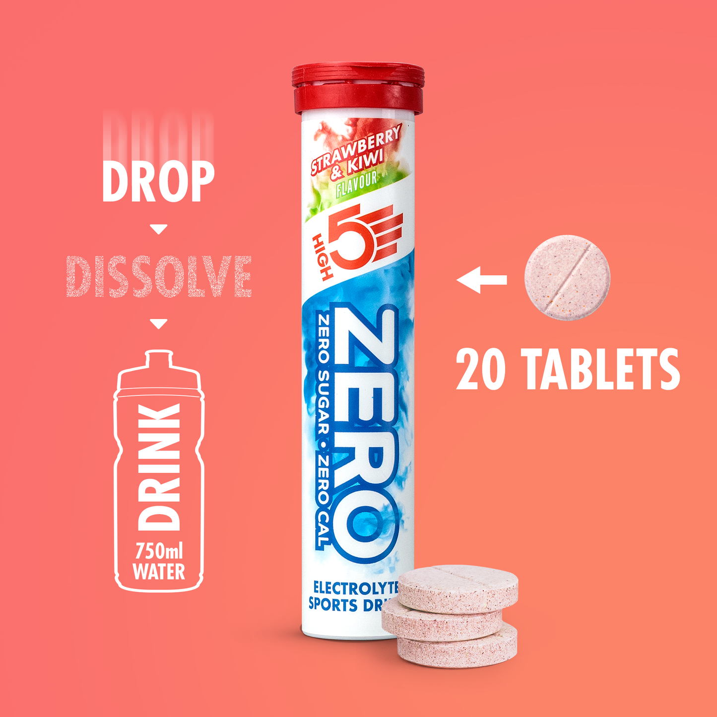 HIGH5 ZERO Electrolyte Hydration (20 Tablets) Strawberry Kiwi