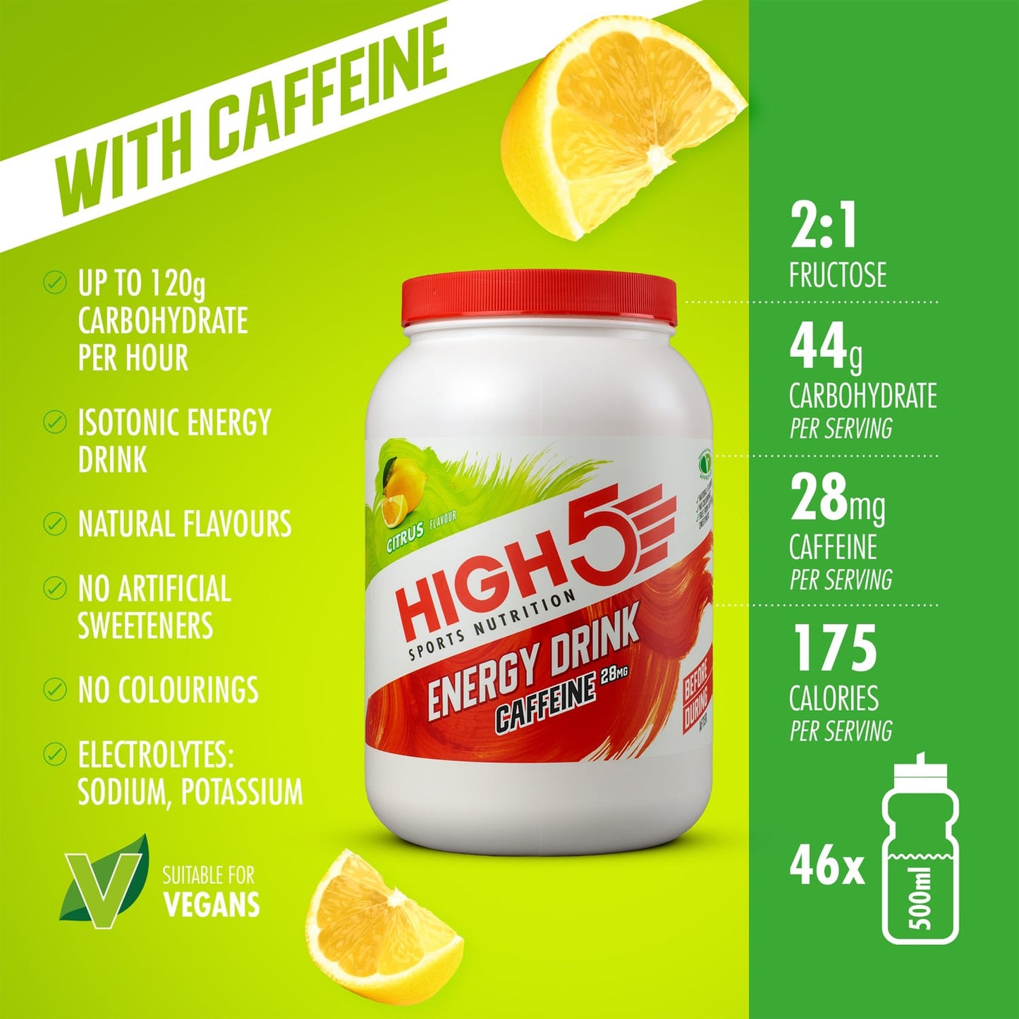 Energy Drink High5 ENERGY DRINK CAFFEINE (2,2kg) Lemon