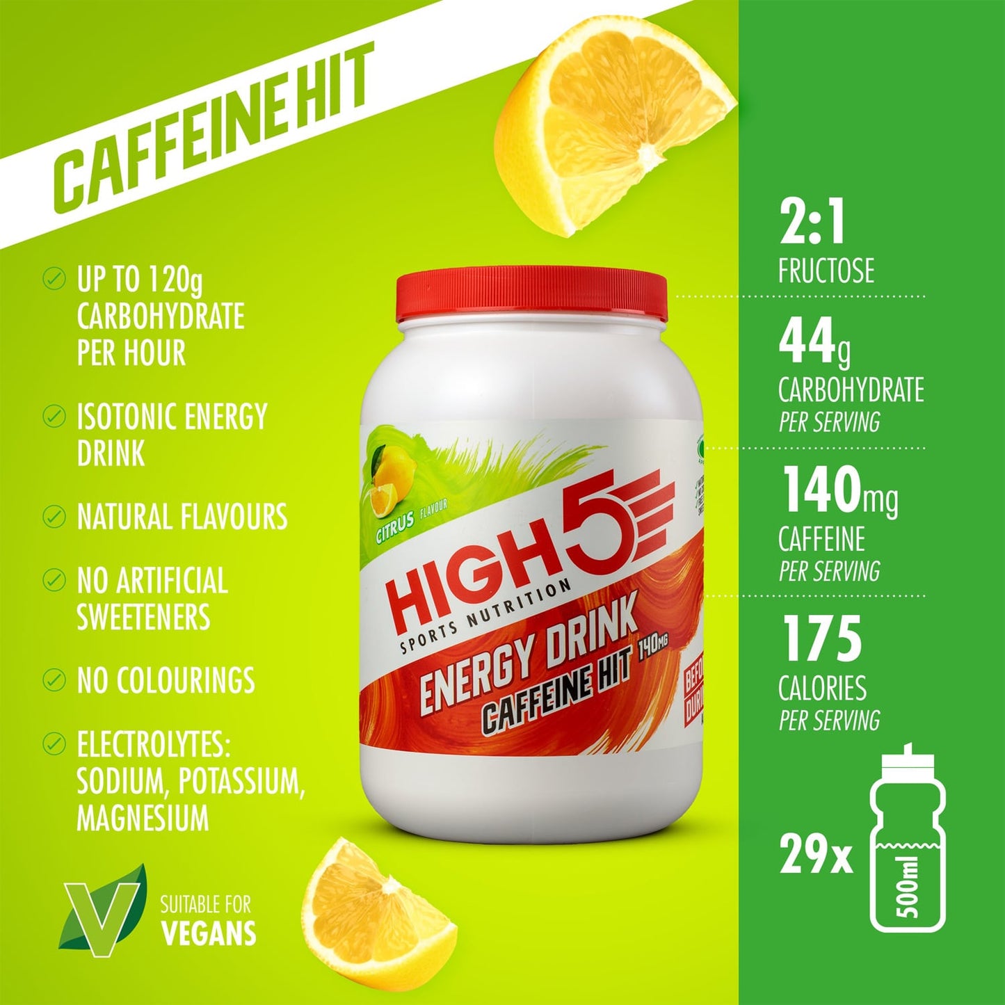 Energy Drink High5 ENERGY DRINK CAFFEINE HIT (1,4kg) Lemon