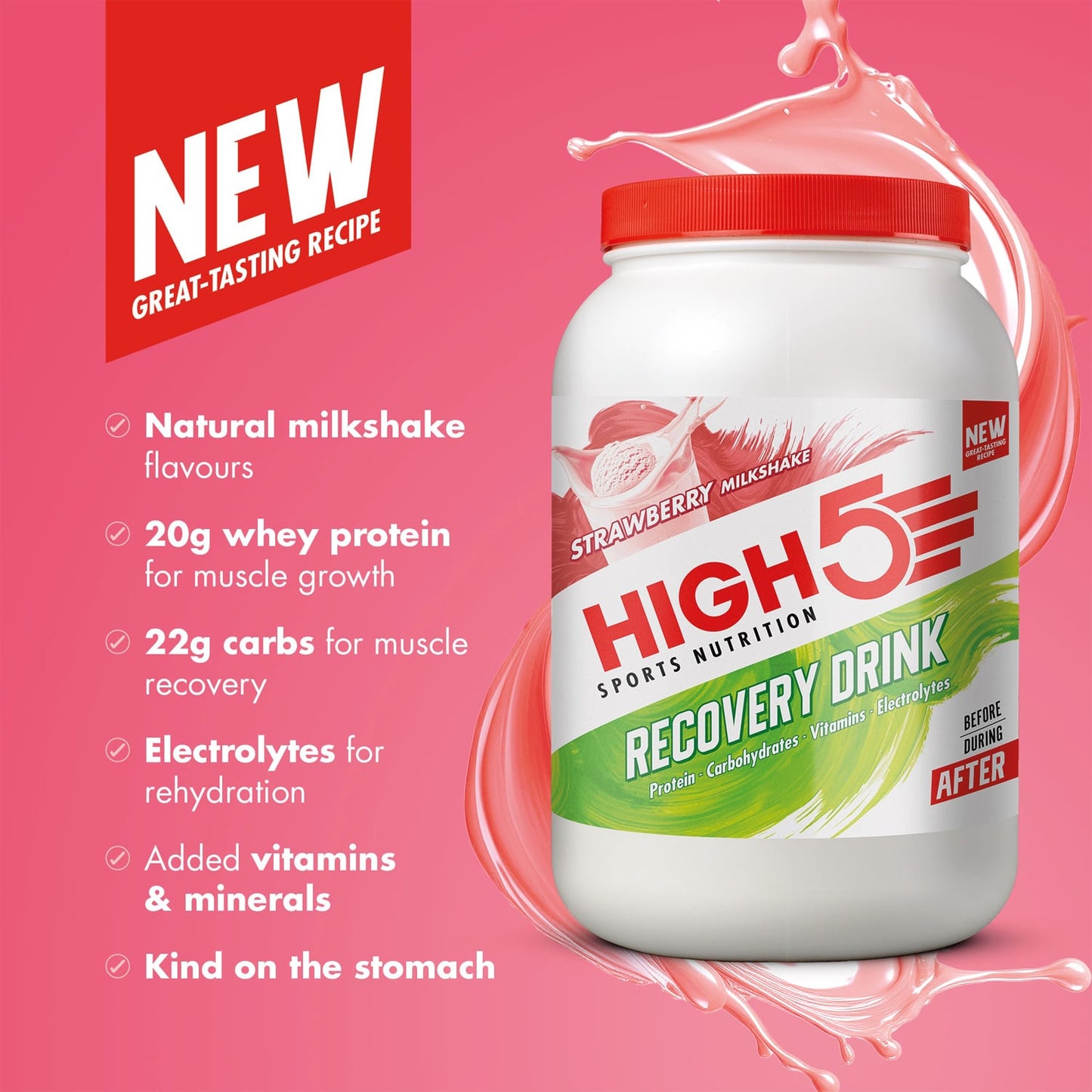 HIGH5 RECOVERY DRINK (1.6kg) Strawberry Milkshake