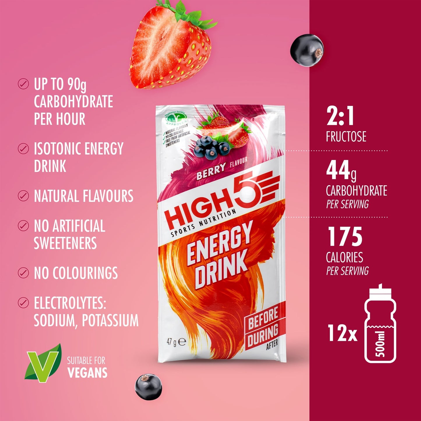 Napój energetyczny High5 ENERGY DRINK (47g) Czerwone Owoce