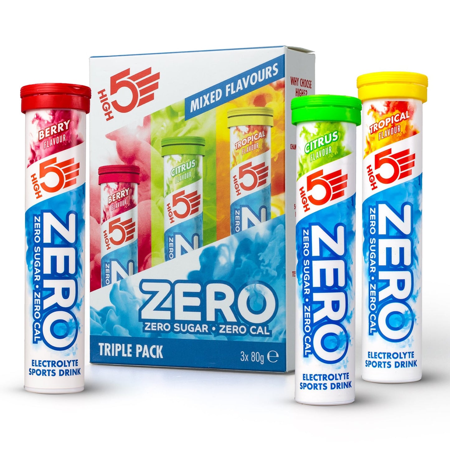3x20 opakowań pastylek High5 ZERO Hydration Electrolyte Fruits Red/Lemon/Tropical Lozenges
