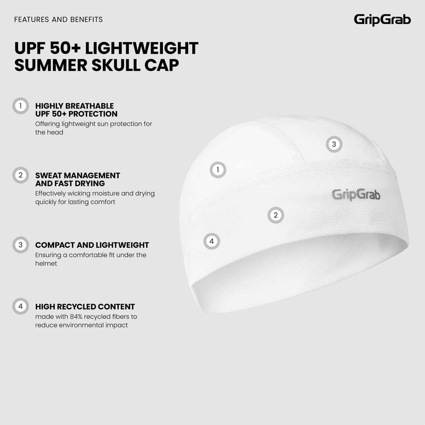 Pokrowiec na kask GRIPGRAB UPF 50+ biały