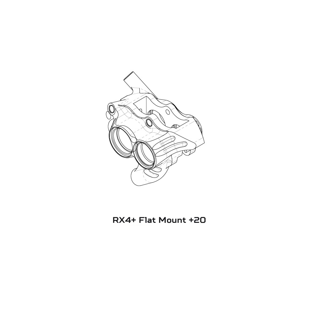 HOPE RX4+ FM Hydraulic Brake Caliper 34mm (+20) 4 Pistons Mineral Black