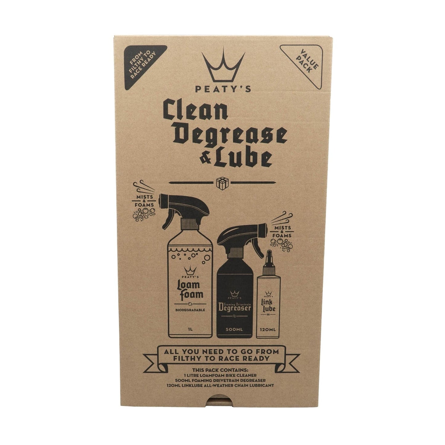 Zestaw konserwacyjny PEATY'S WASH DEGREASE LUBRICATE STARTER PACK