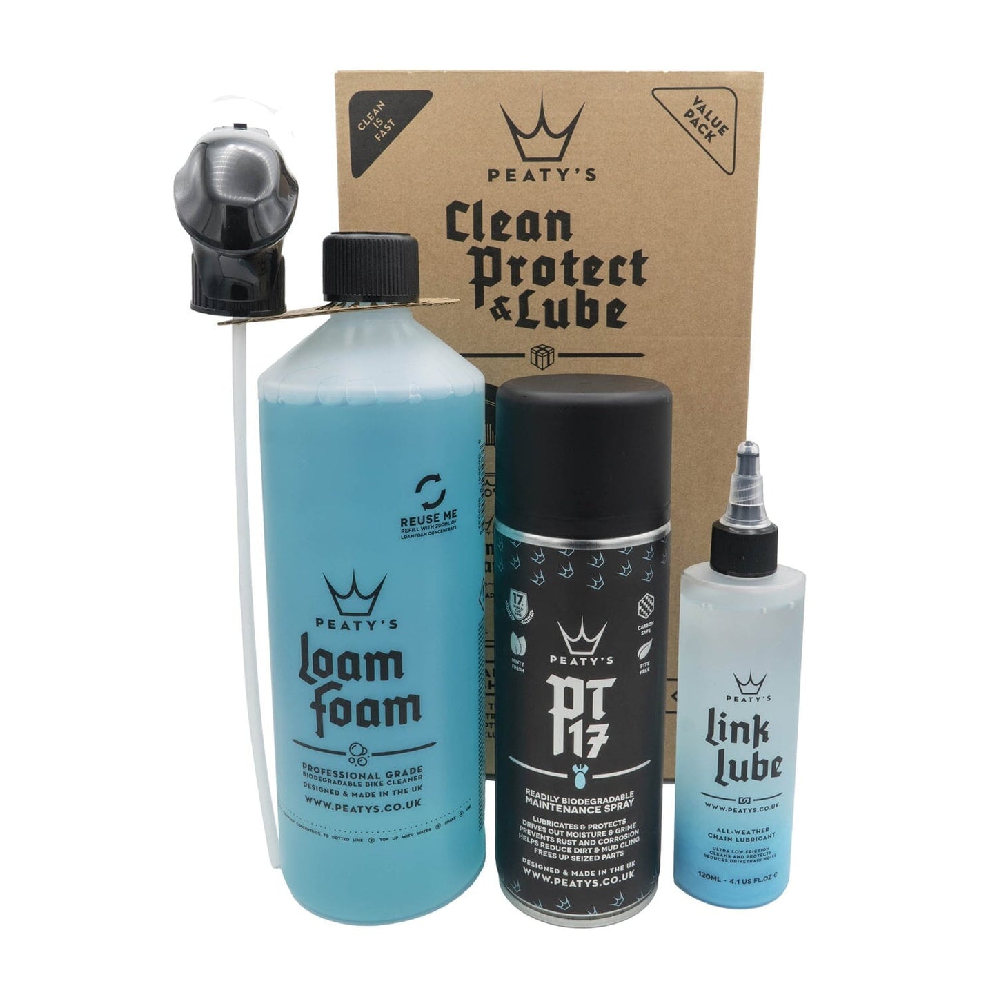 Zestaw konserwacyjny PEATY'S WASH PREVENT LUBRICATE STARTER PACK