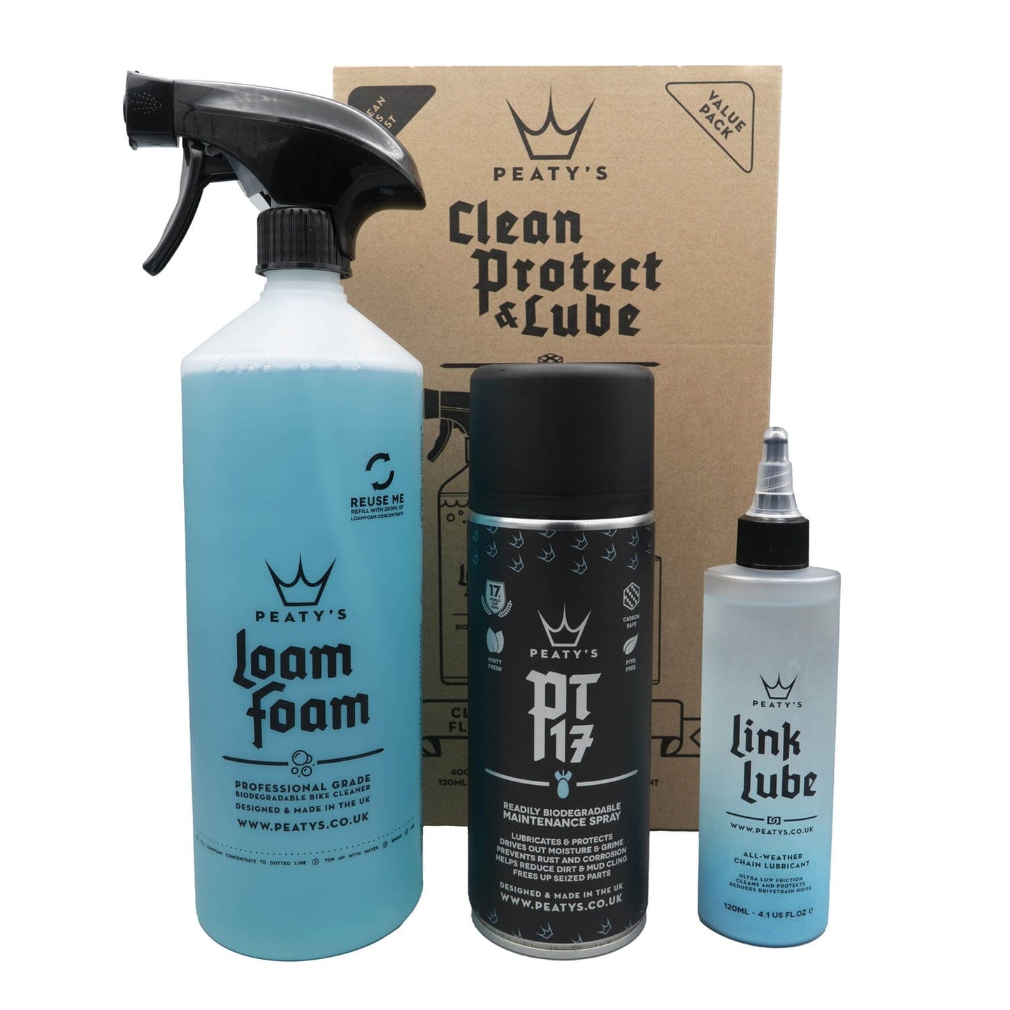 Zestaw konserwacyjny PEATY'S WASH PREVENT LUBRICATE STARTER PACK