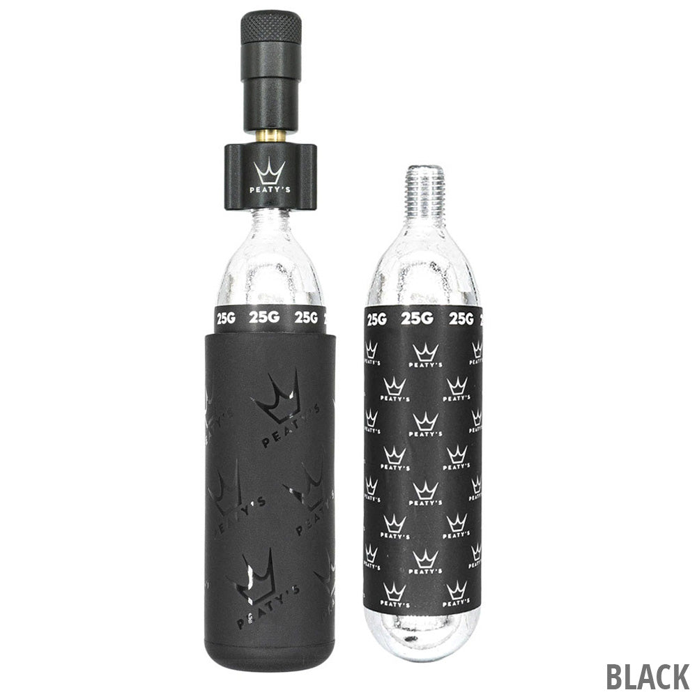 PEATY'S HOLESHOT MTB CO2 Percutor + 2 x 25g Threaded CO2 Cartridges Black