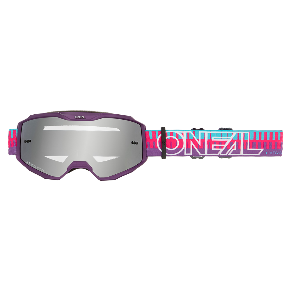 o'neal b10 goggles O'NEAL B-10 STRIPED Goggle Pink/Violet Silver Mirror Screen – Probikeshop