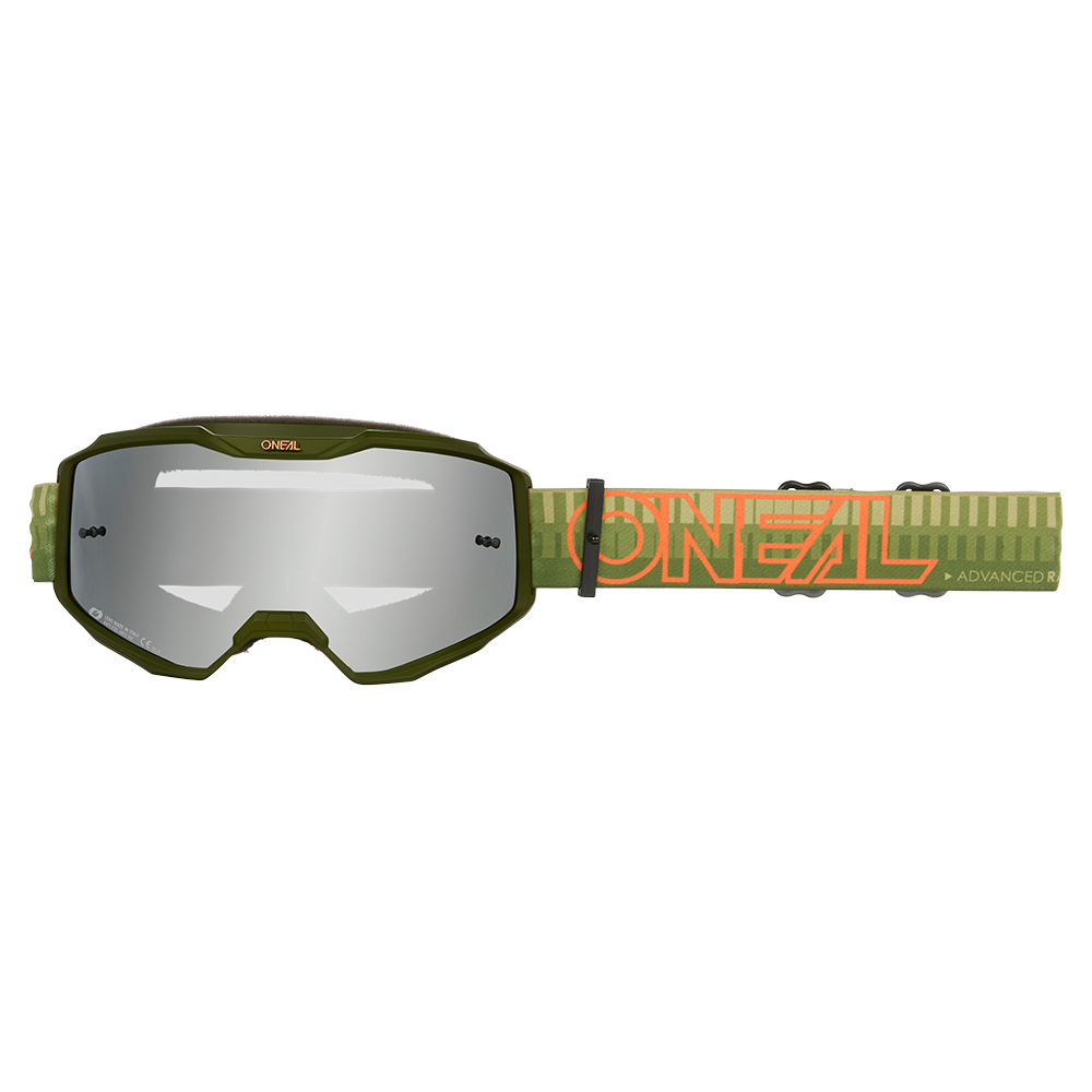 oneal goggles O'NEAL B-10 STRIPED Goggle Green/Orange Silver Mirror Screen – Probikeshop