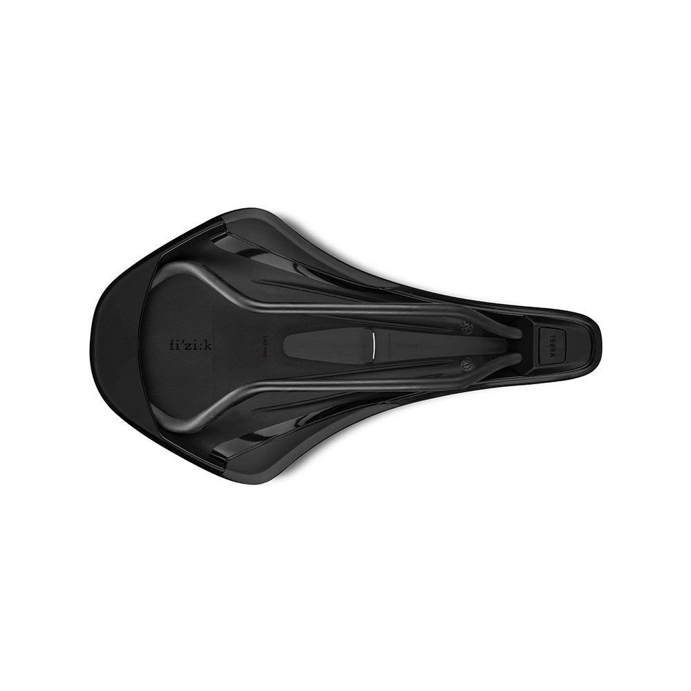 Siodełko FIZIK TERRA ARGO X1 140 mm z karbonowymi szynami, czarne