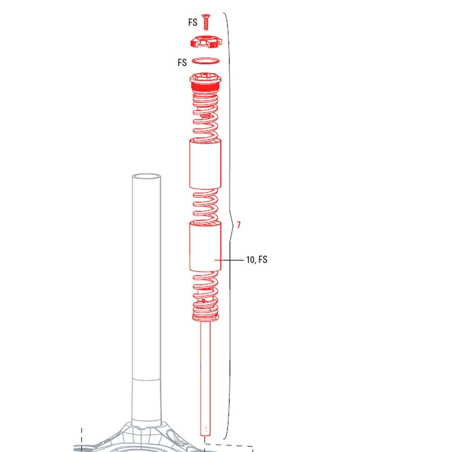 Ressort Hélicoïdal pour Fourches ROCKSHOX XC30 26" 100 mm Type A1-A3/ 30 Silver A1-A2