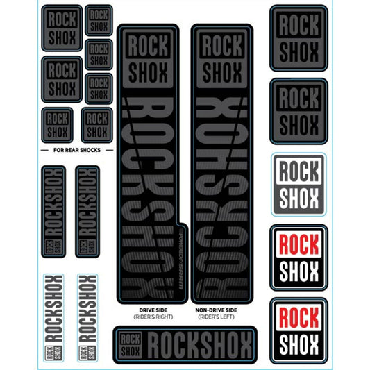 Kit Stickers pour Fourches Simple Té  ROCKSHOX Plongeurs 35 mm (2018+) Gris