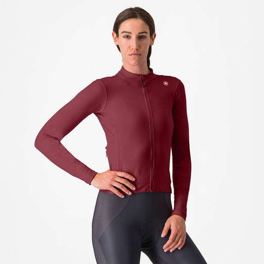 CASTELLI ESPRESSO THERMAL Damska koszulka z długim rękawem Bordeaux