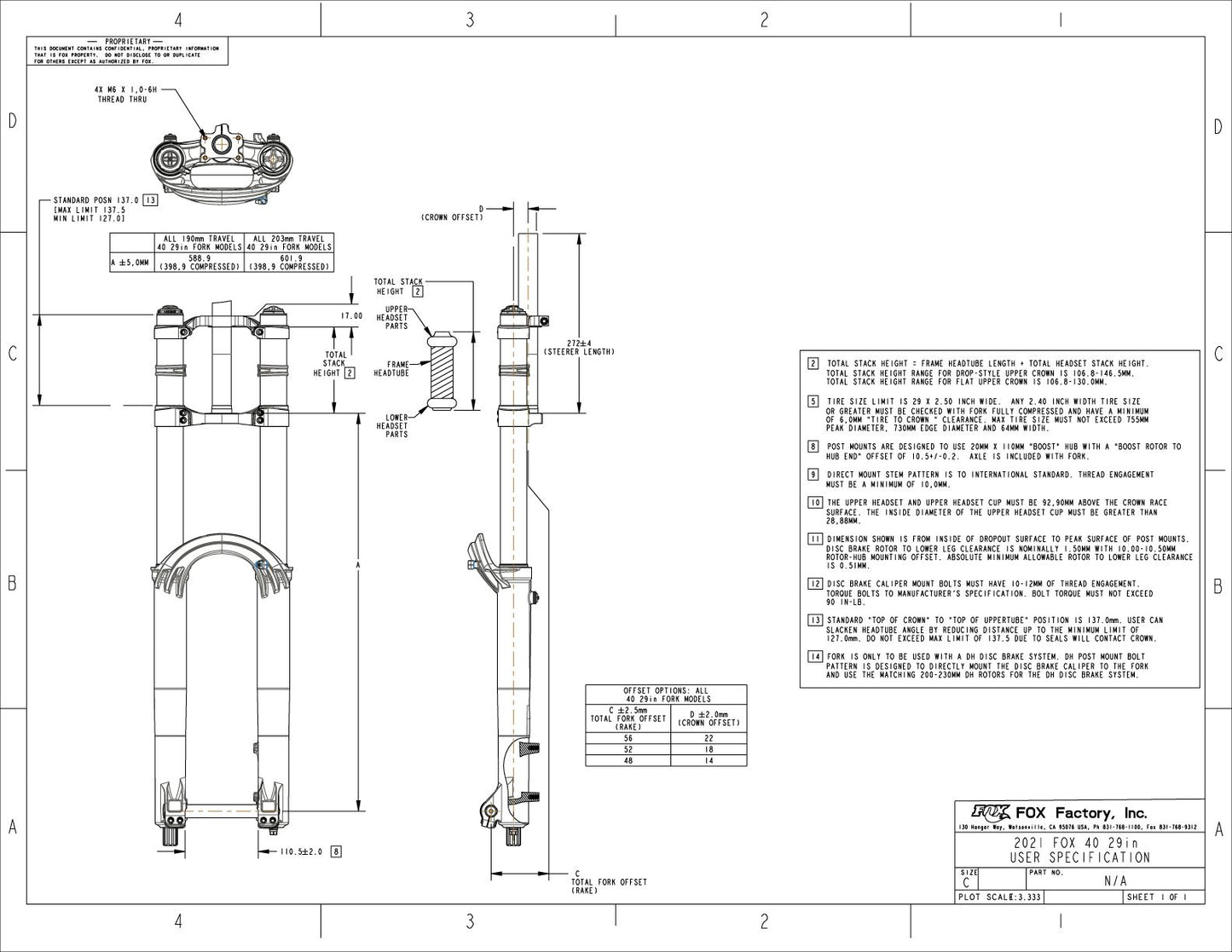 FOX 40 FACTORY 29" Grip X2 Forks Black 2026