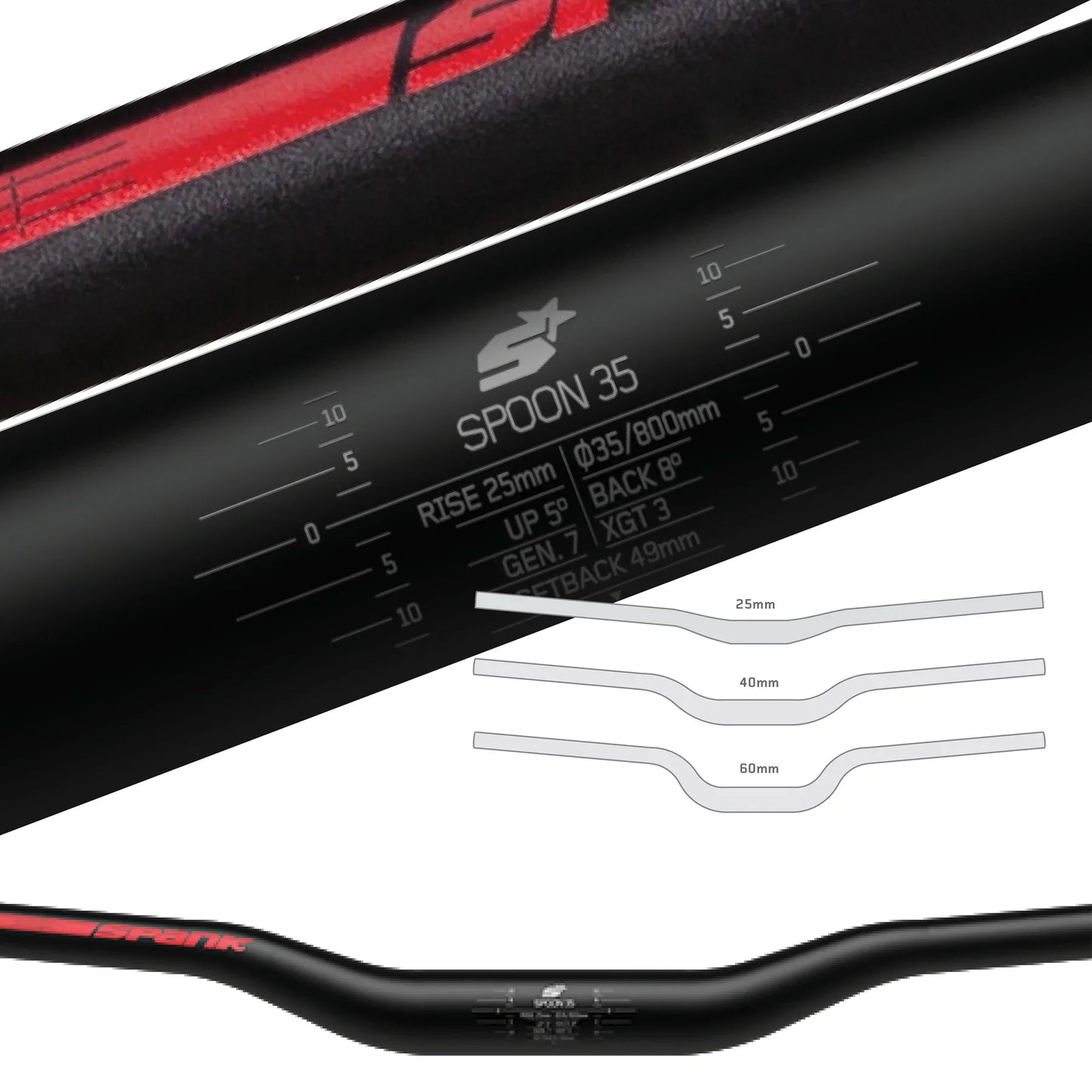 SPANK SPOON 35 Rise 40mm 800mm Black Hanger