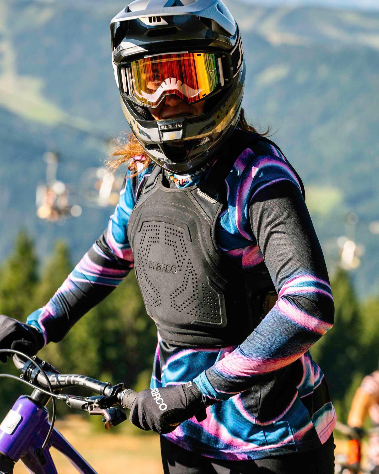 Damska koszulka z długim rękawem DHARCO RACE AURORA czarny/różowy