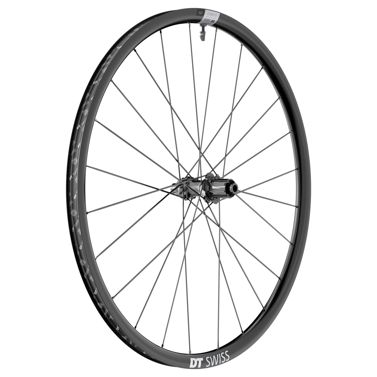 Para kół DT SWISS G 1800 SPLINE 25 przystosowanych do jazdy bezdętkowej (centralna blokada) Dynamo
