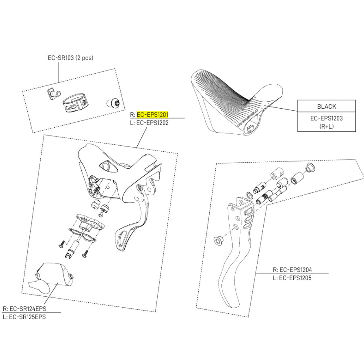 CAMPAGNOLO Korpus prawej dźwigni hamulca ERGOPOWER SUPER RECORD EPS 12V Hamulec obręczowy