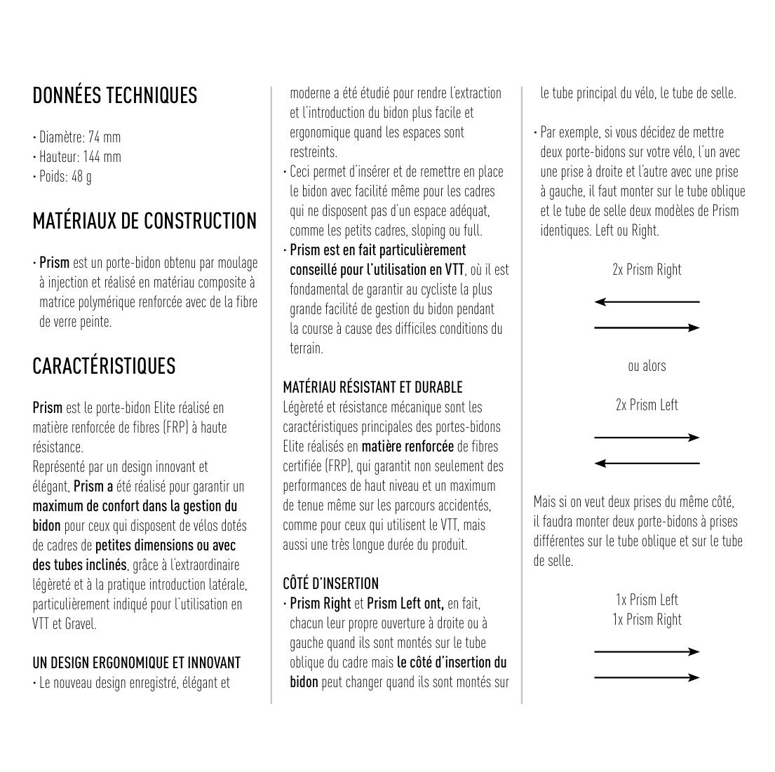 Koszyk na bidon ELITE PRISM LEFT Czarny