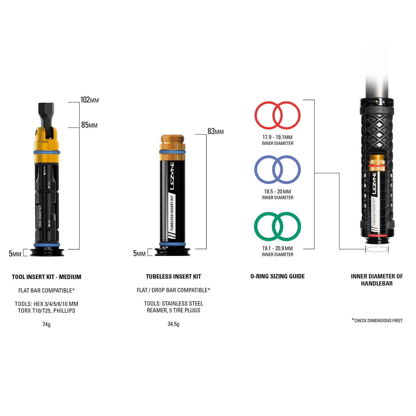 Zestaw naprawczy do opon bezdętkowych + narzędzie wielofunkcyjne M Zintegrowana kierownica LEZYNE DUAL