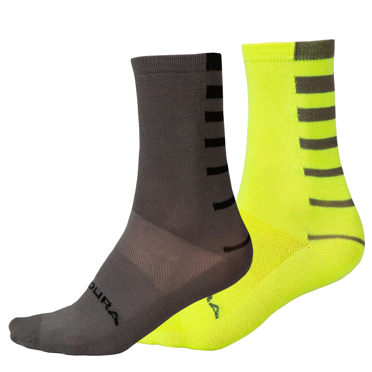 ENDURA COOLMAX STRIPE 2-Pair Socks Yellow/Grey