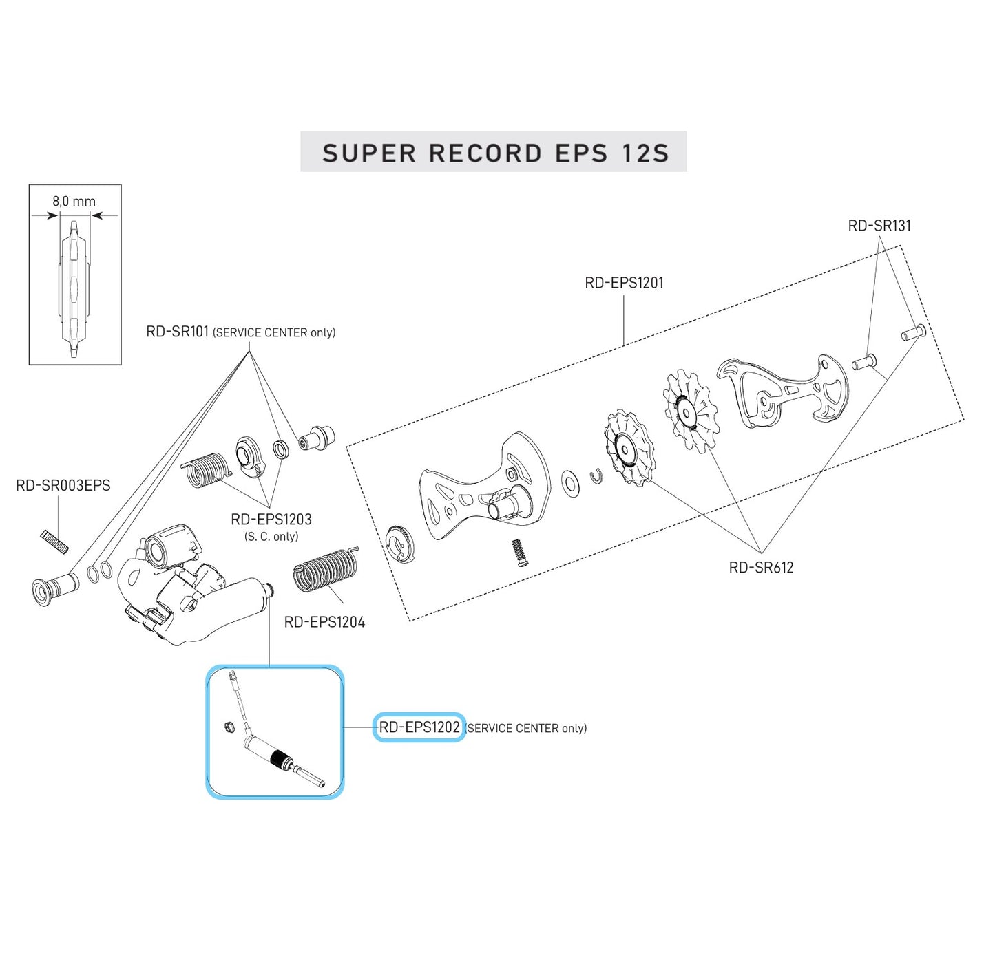 Silnik przerzutki tylnej CAMPAGNOLO SUPER RECORD EPS 12V