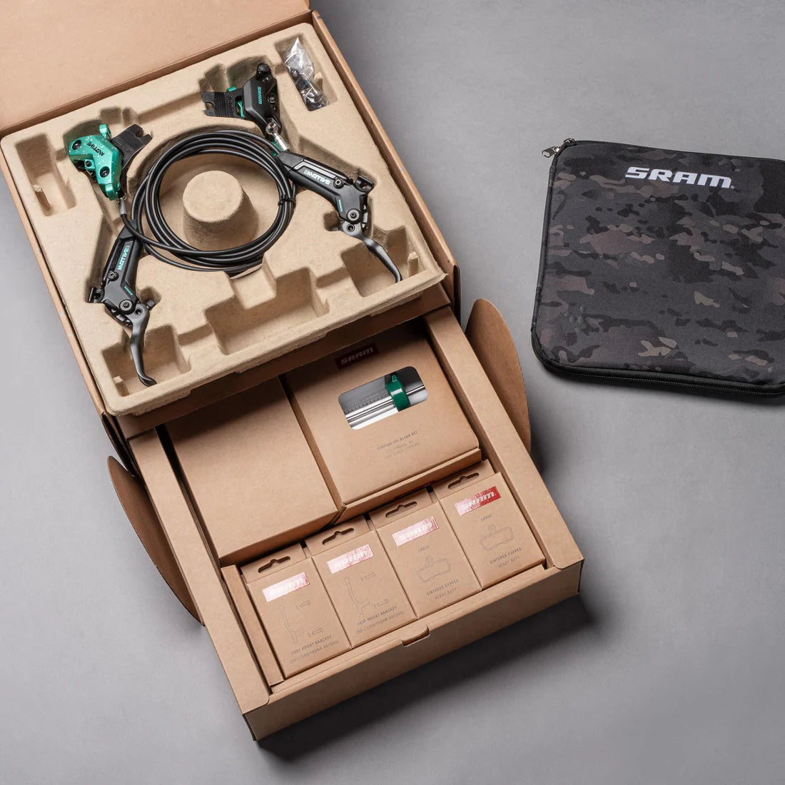 Pair of SRAM MOTIVE ULTIMATE EXPERT KIT brakes - Limited Edition Teal Splatter