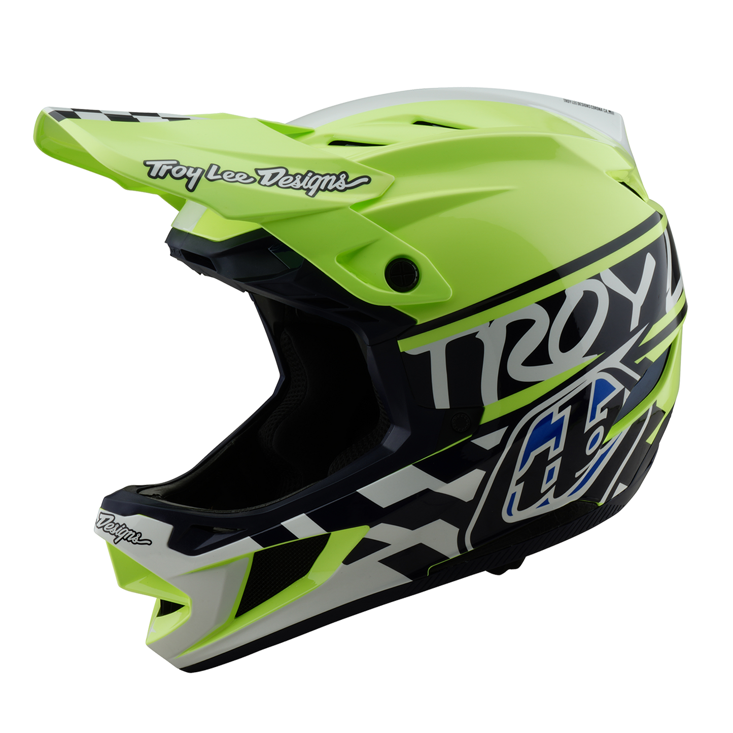 Kask MTB Troy Lee Design D4 POLYACRYLITE MIPS FIFTY 50 żółty/niebieski