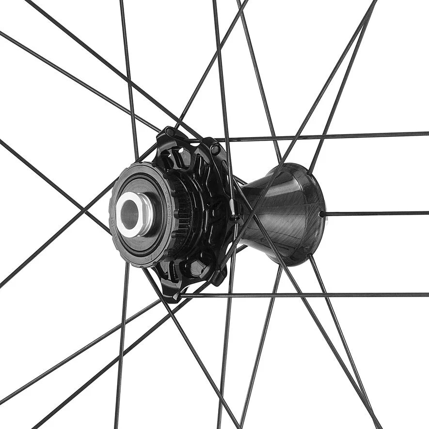 Para chromowanych kół CAMPAGNOLO BORA ULTRA WTO 60 C23 DISC przystosowanych do montażu bezdętkowego (Center Lock)