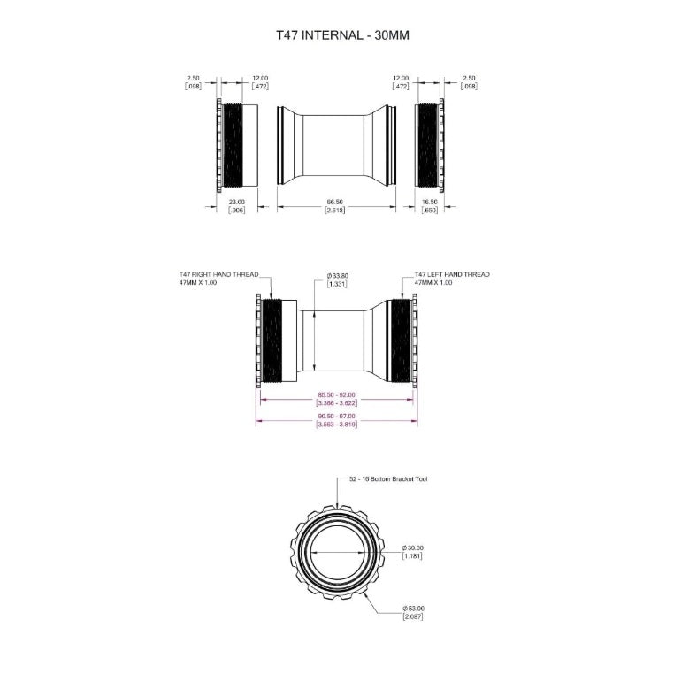 WOLFTOOTH T47 30mm Raw Silver crankset