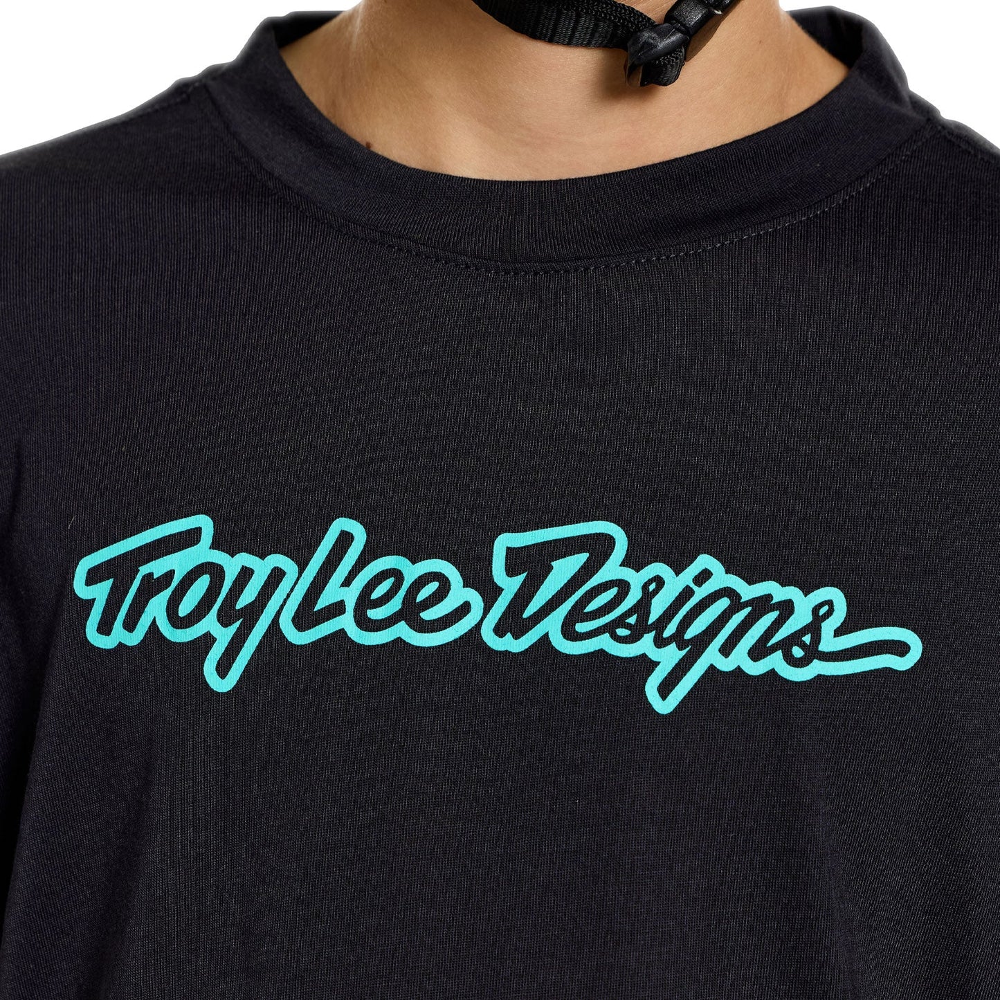 Juniorska koszulka z krótkim rękawem TROY LEE DESIGNS SKYLINE RIDE SIGNATURE czarny/turkusowy