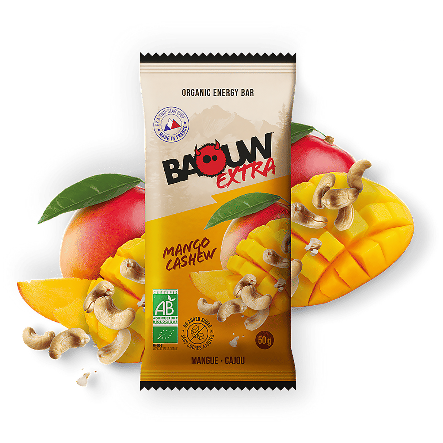 BAOUW ORGANIC EXTRA Mango Cashew Energy Bar (50g)