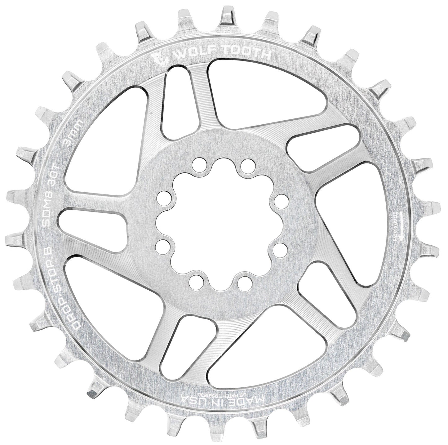 Tarcza łańcuchowa WOLF TOOTH Direct Mount SRAM 8 Hole Raw Silver Mono