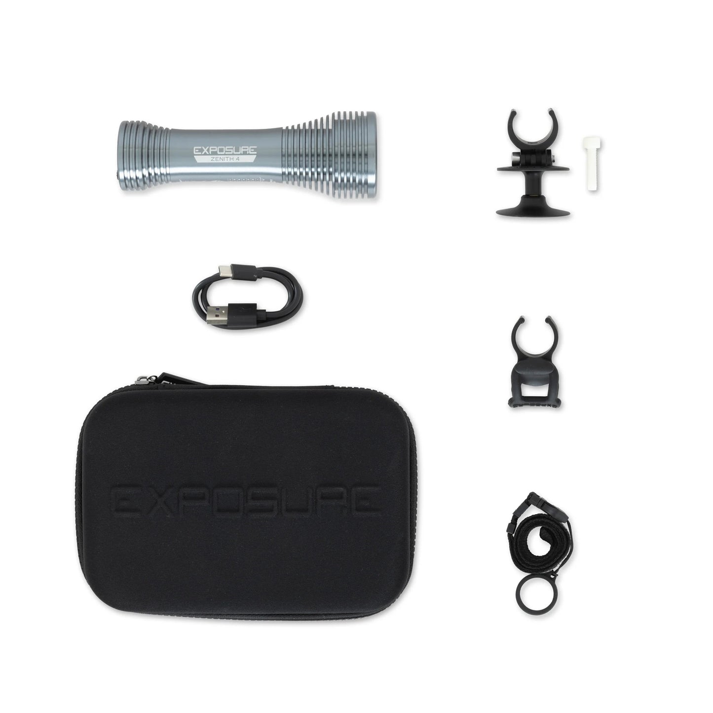 EXPOSURE LIGHTS ZENITH GUN METAL MK4 Front Light with Helmet Mount