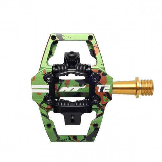 camo pedals HT COMPONENTS ENDURO T2T Titanium Green Camo pedals – Probikeshop